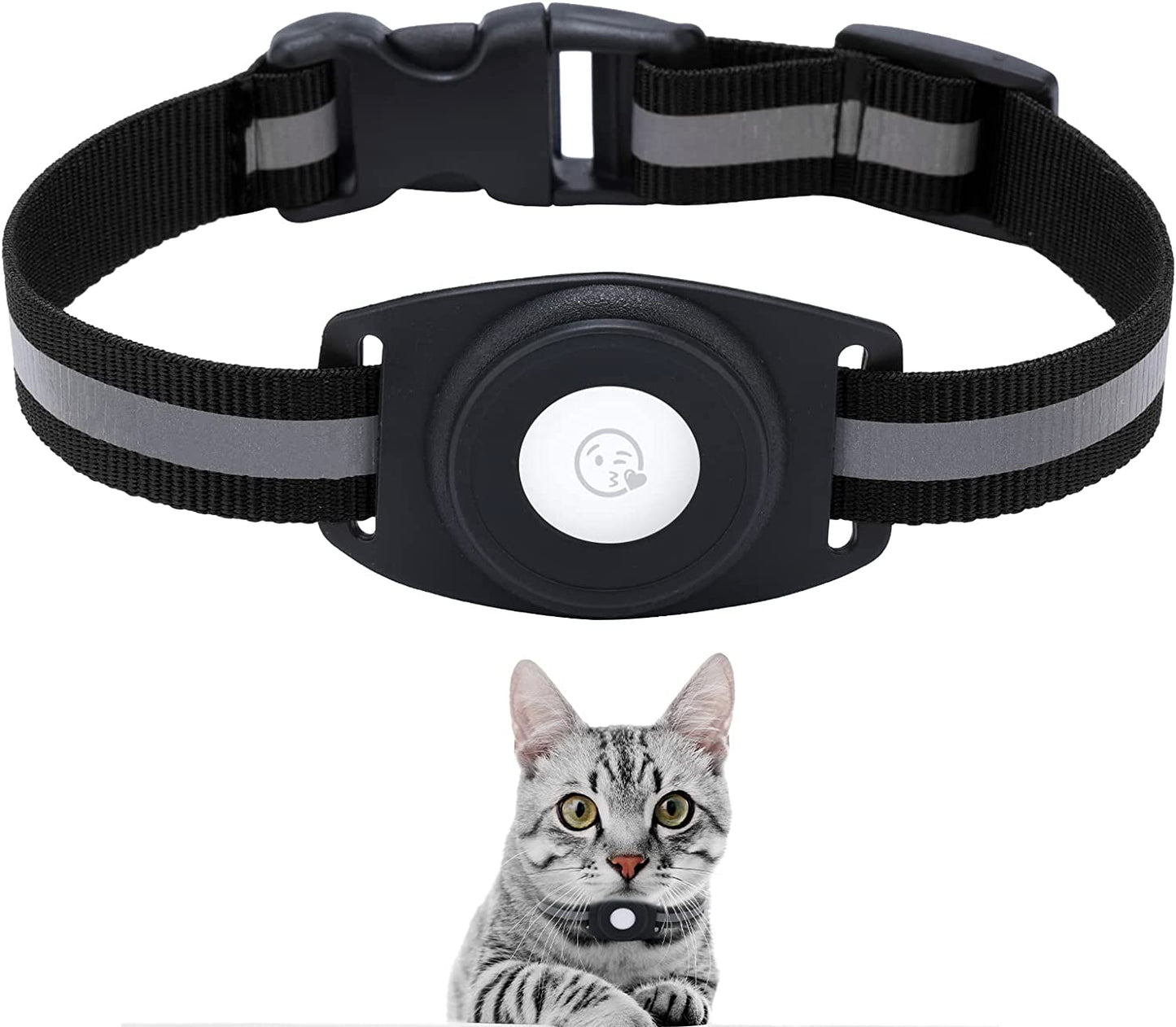 Simplethings for Airtag Cat Collar, Reflective Collar Designed for Airtag Small Pets Cat Puppy Dog Collar (Black)