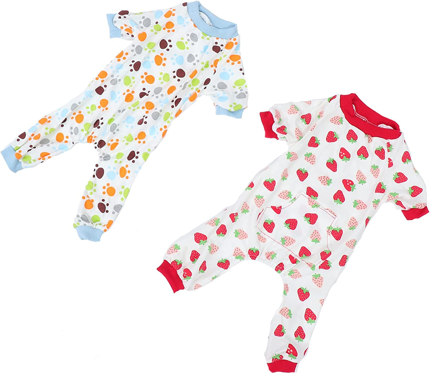LIFKICH 2Pcs Lovely Pet Night Nightdress Dogs XL Clothes Pajamas Jammies Bodysuits Rompers Shirts Sleepwear Puppy Coat Wear Comfortable Nightclothes Jumsuit Costume Paw Printed Household Animals & Pet Supplies > Pet Supplies > Dog Supplies > Dog Apparel LIFKICH As Shown L 