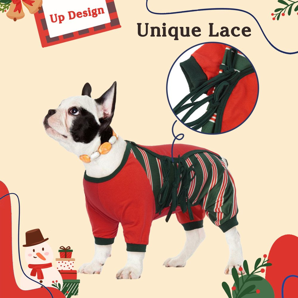 ROZKITCH Dog Pajamas Onesie Bottoming Dog Shirt Coats Dog Apparel Pullover Full Coverage Pajamas Jumpsuit Christmas Style Soft Stretchy Dog Clothes Red Animals & Pet Supplies > Pet Supplies > Dog Supplies > Dog Apparel ROZKITCH   
