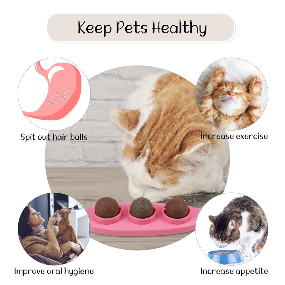 Taihexin 3 In1 Catnip Balls, Cats Catnip Edible Balls, Natural Catnip Wall Balls for Cats Teeth Cleaning, Licking Treats Toys for Cats , 3 Different Flavors(Pink) Animals & Pet Supplies > Pet Supplies > Cat Supplies > Cat Toys TAIHEXIN   