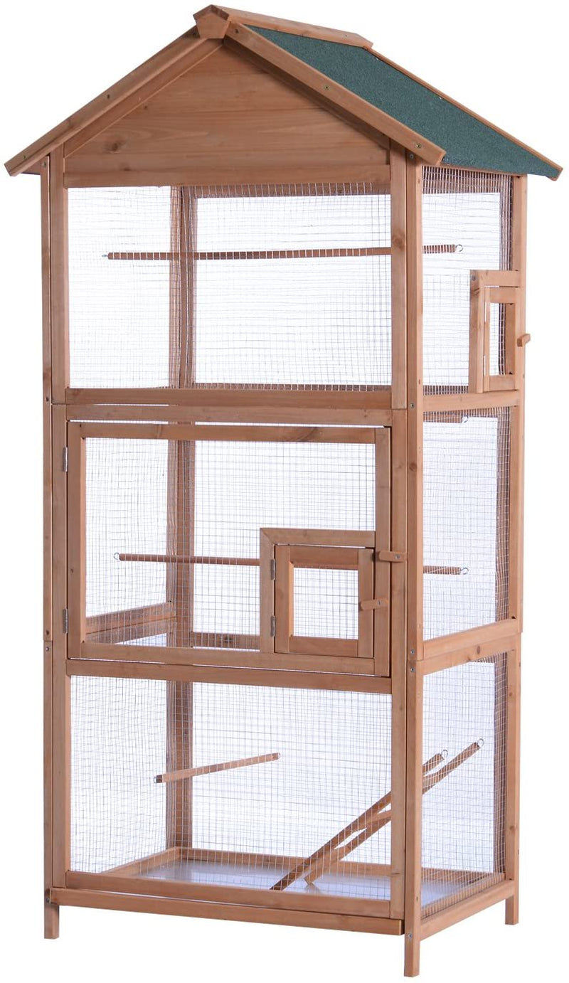 Mcombo 70" Wooden Bird Cage, Pet Parrot Cages with Stand 0011L Animals & Pet Supplies > Pet Supplies > Bird Supplies > Bird Cages & Stands Newacme LLC   