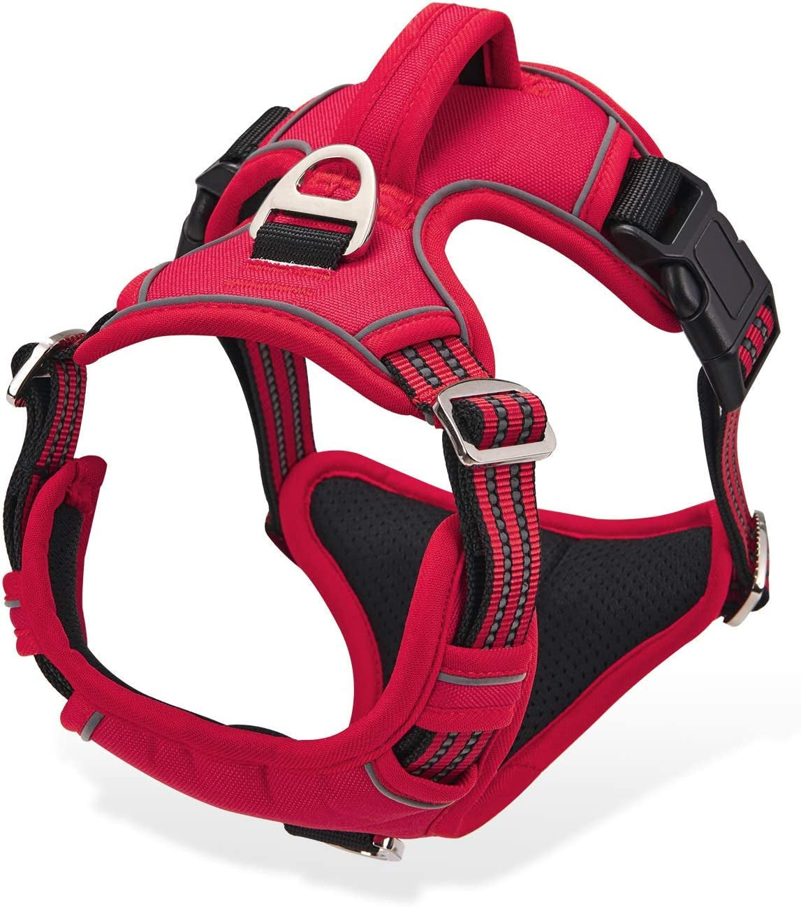 Dog Harness for Large Dogs No Pull with Handle 2 Metal Leash Clips, Adjustable Reflective Puppy Harness, Breathable Camo Oxford Padded Vest Easy Control Front Clip for Medium Large Dogs Animals & Pet Supplies > Pet Supplies > Dog Supplies > Dog Apparel Dociote Red Small (Pack of 1) 