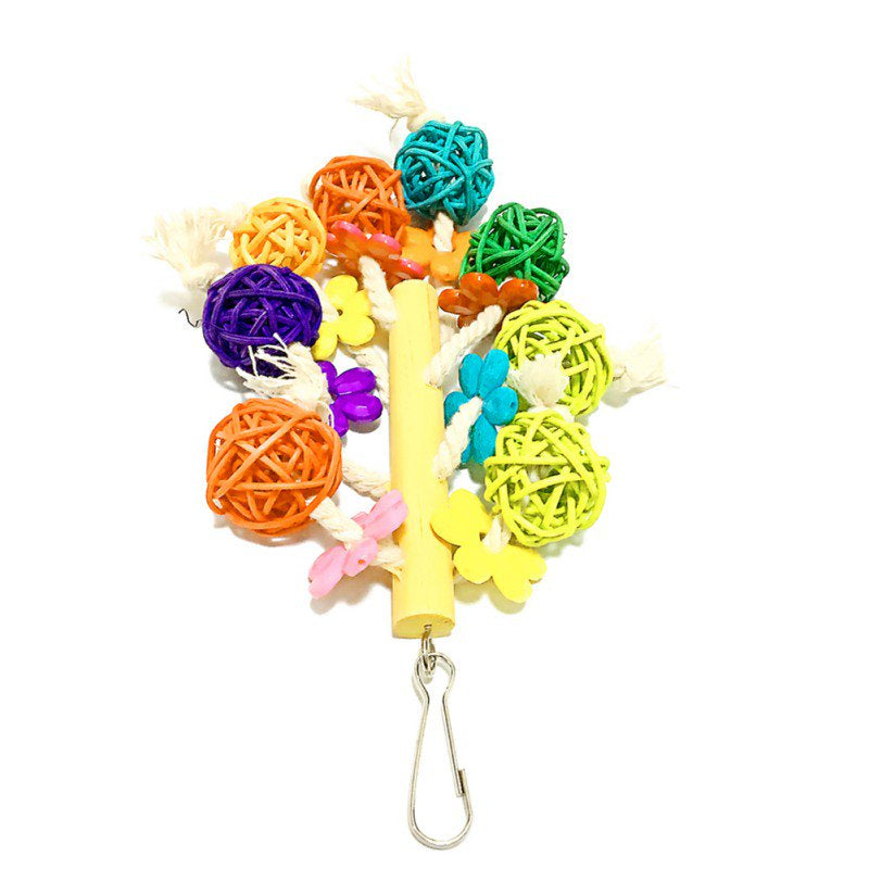 Parrot Bird Chewing Toys Colorful Rattan Ball String Hanging Bites Swing Animals & Pet Supplies > Pet Supplies > Bird Supplies > Bird Toys Esho   