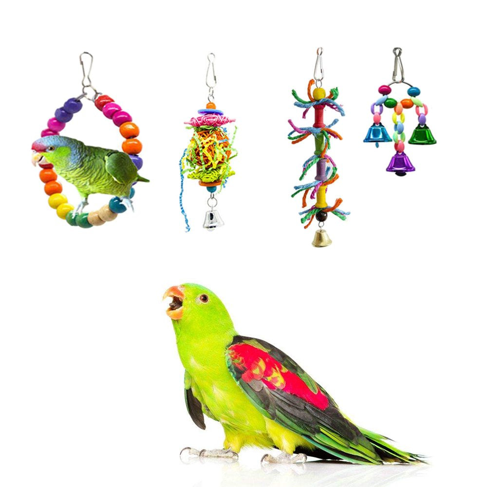 BINYOU 14Packs Bird Swing Chewing Toys Hanging Ladder Perch Parrot Mirror Cage Bell Toys Wood Beads Chew Bite Toy Animals & Pet Supplies > Pet Supplies > Bird Supplies > Bird Ladders & Perches BINYOU   