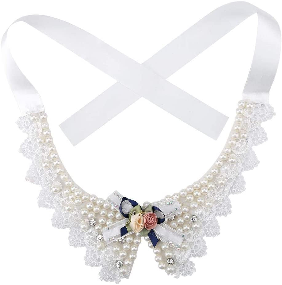 Sheens Pet Beautiful Pearl Necklace, Teddy Adjustable Bow Tie with Pearl Dogs Neck Collar Wedding Party Pets Headwear Suitable for Medium and above Pets Cats Dogs Puppy Kitty Kitten Animals & Pet Supplies > Pet Supplies > Dog Supplies > Dog Apparel Sheens   