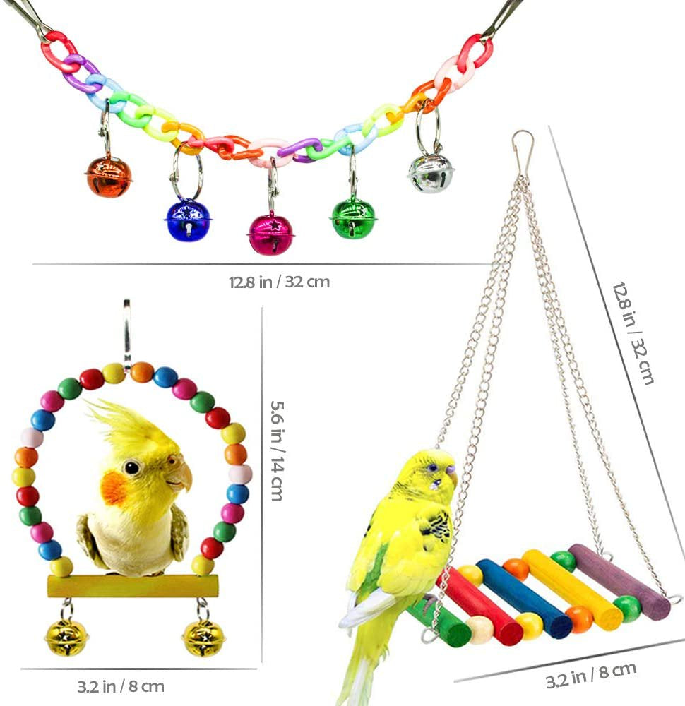 Hommtina 7 Pack Bird Parrot Toys, Colorful Bird Chewing Toys Swing Toy Hanging Toy Bird Cage Toys or Small Parakeets Cockatiels, Conures, Macaws, Parrots, Love Birds, Finches Animals & Pet Supplies > Pet Supplies > Bird Supplies > Bird Toys Hommtina   