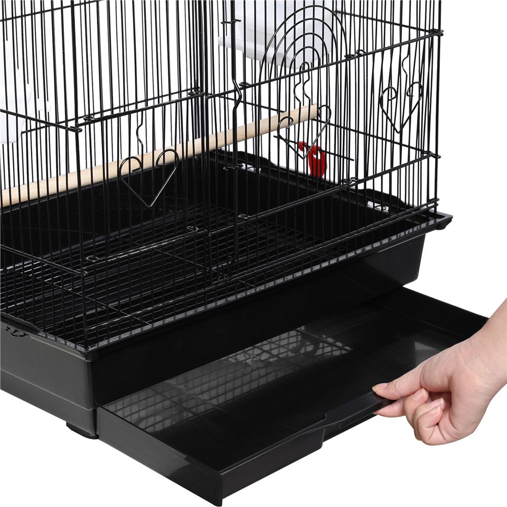 Topeakmart 41''H Open Top Metal Bird Cage with Perch Stand Black Animals & Pet Supplies > Pet Supplies > Bird Supplies > Bird Cages & Stands Topeakmart   