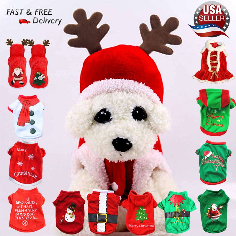 Pet Dog Santa Christmas Sweater Clothes T-Shirt Puppy Cat Pullover Hoodies Costume Animals & Pet Supplies > Pet Supplies > Cat Supplies > Cat Apparel Magicfly   