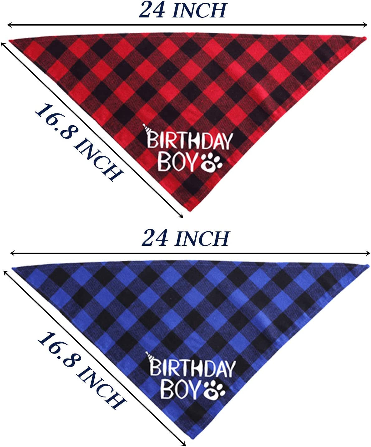 STMK 2 Pack Dog Birthday Bandana, Dog Birthday Boy Bandana Plaid Triangle Scarf for Dog Puppy Birthday Animals & Pet Supplies > Pet Supplies > Dog Supplies > Dog Apparel STMK   