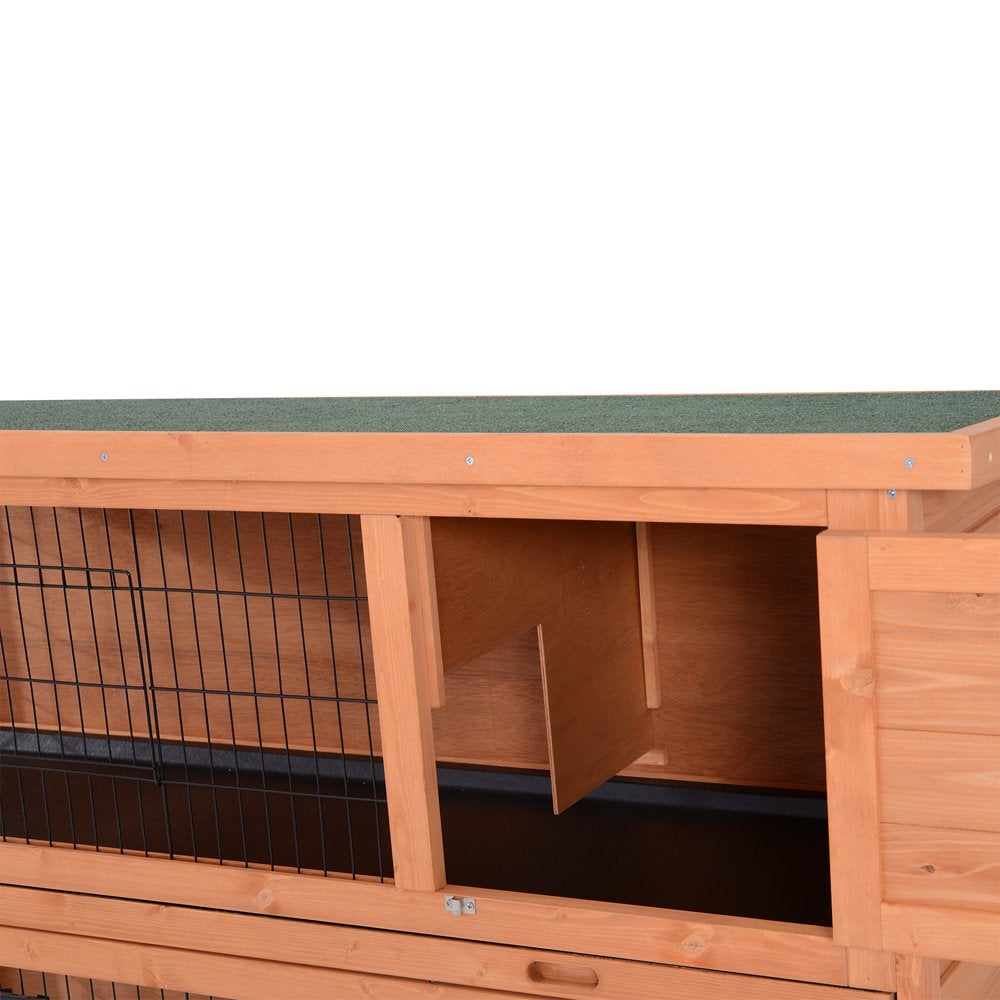 Pawhut 54" 2-Floor Large Rabbit Hutch Wooden Pet House Bunny Cage Small Animal Habitat with Lockable Doors Run Asphalt Roof for Outdoor Use Gray Animals & Pet Supplies > Pet Supplies > Small Animal Supplies > Small Animal Habitats & Cages Aosom LLC   