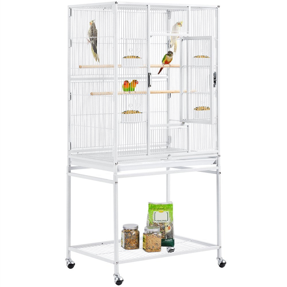 Topeakmart 54''H Large Rolling Metal Parrot Cage Bird Cage with Detachable Stand for Conures Parakeets Cockatiels, Navy Blue Animals & Pet Supplies > Pet Supplies > Bird Supplies > Bird Cages & Stands Topeakmart White  