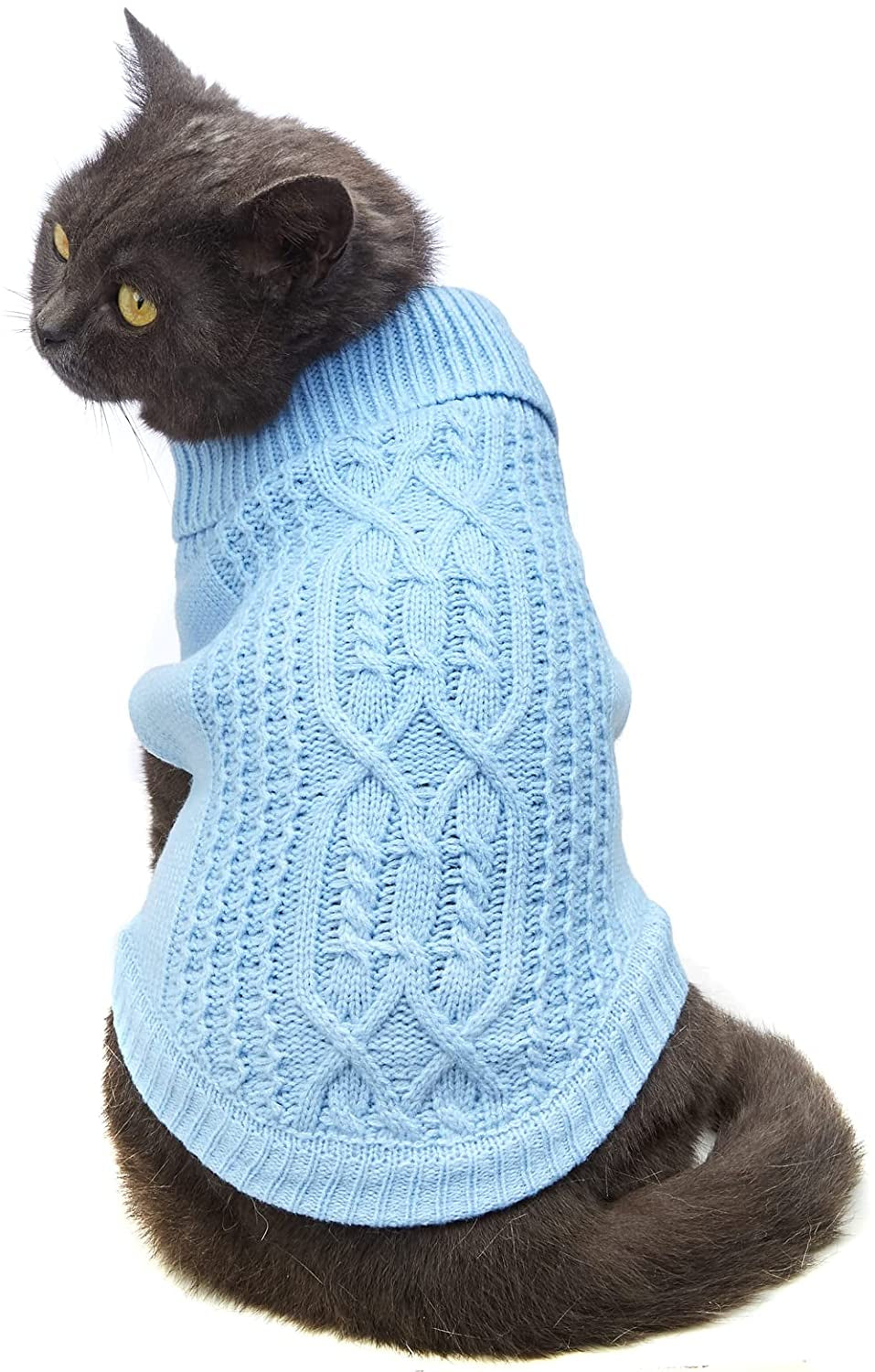 Jnancun Cat Sweater Turtleneck Knitted Sleeveless Cat Clothes Warm Winter Kitten Clothes Outfits for Cats or Small Dogs in Cold Season (Medium, Purple) Animals & Pet Supplies > Pet Supplies > Dog Supplies > Dog Apparel Jnancun Blue Small 