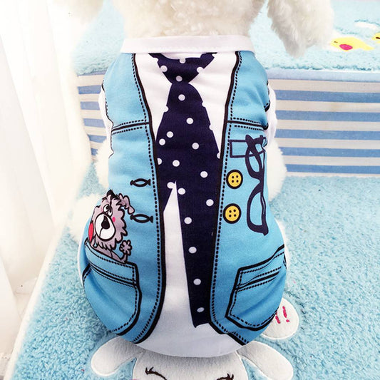 Pet Dog Puppy Clothes Fake Strap Vest Shirt Dog Cotton Spring Summer Puppy Clothing T-Shirt Animals & Pet Supplies > Pet Supplies > Dog Supplies > Dog Apparel UFHTech XL Water Blue 