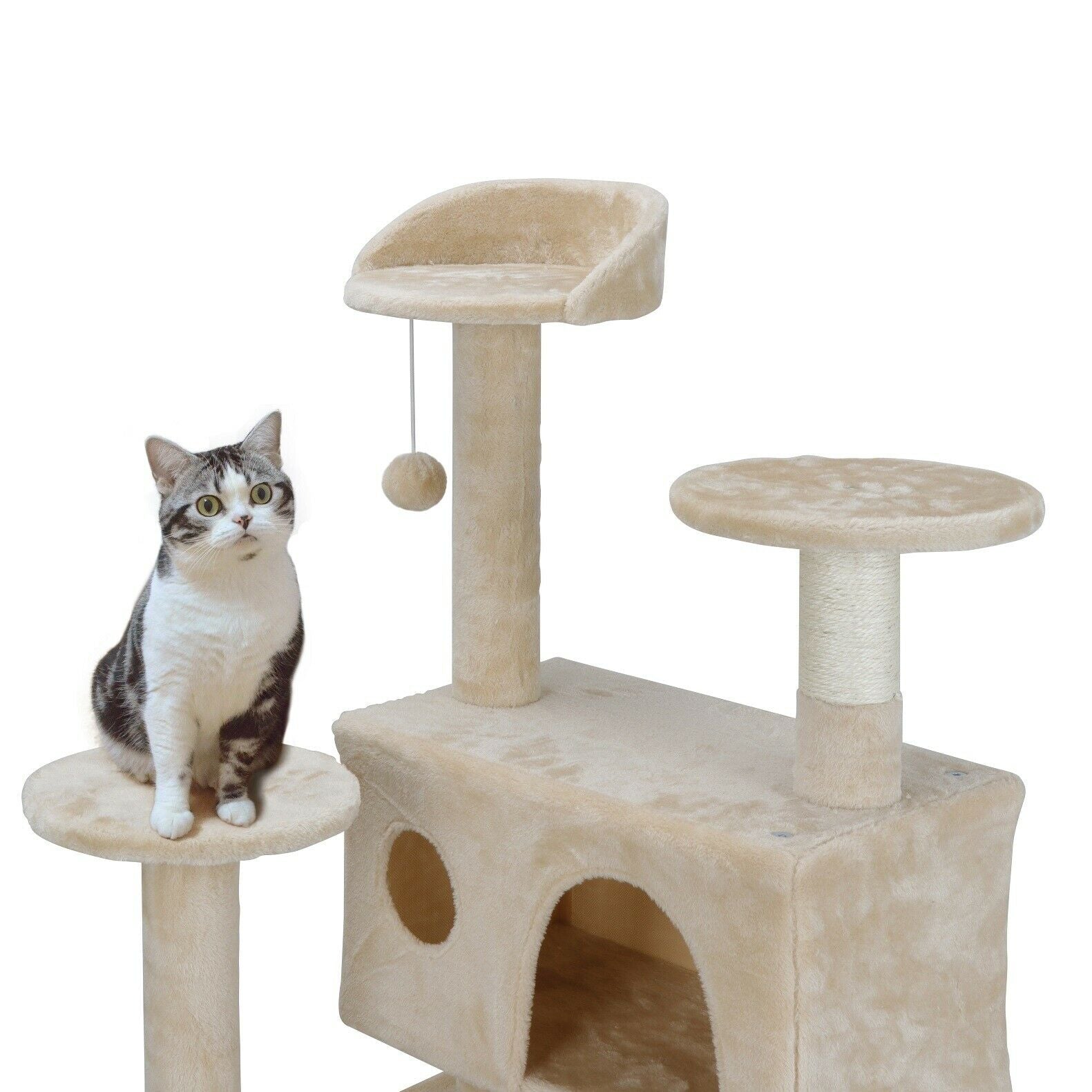 Multi-Level 53" Cat Tree Tower Stand House Furniture with Scratching Board Kitty Pet Play Town