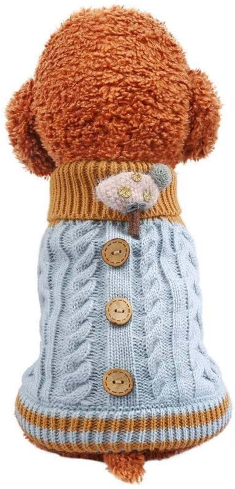 Winter Dog Warm Sweater Puppy Clothes Small Dog Chihuahua Knitted Sweater Turtleneck Sweater Button Decoration (S, Pink) Animals & Pet Supplies > Pet Supplies > Dog Supplies > Dog Apparel DHAJA Blue Medium 