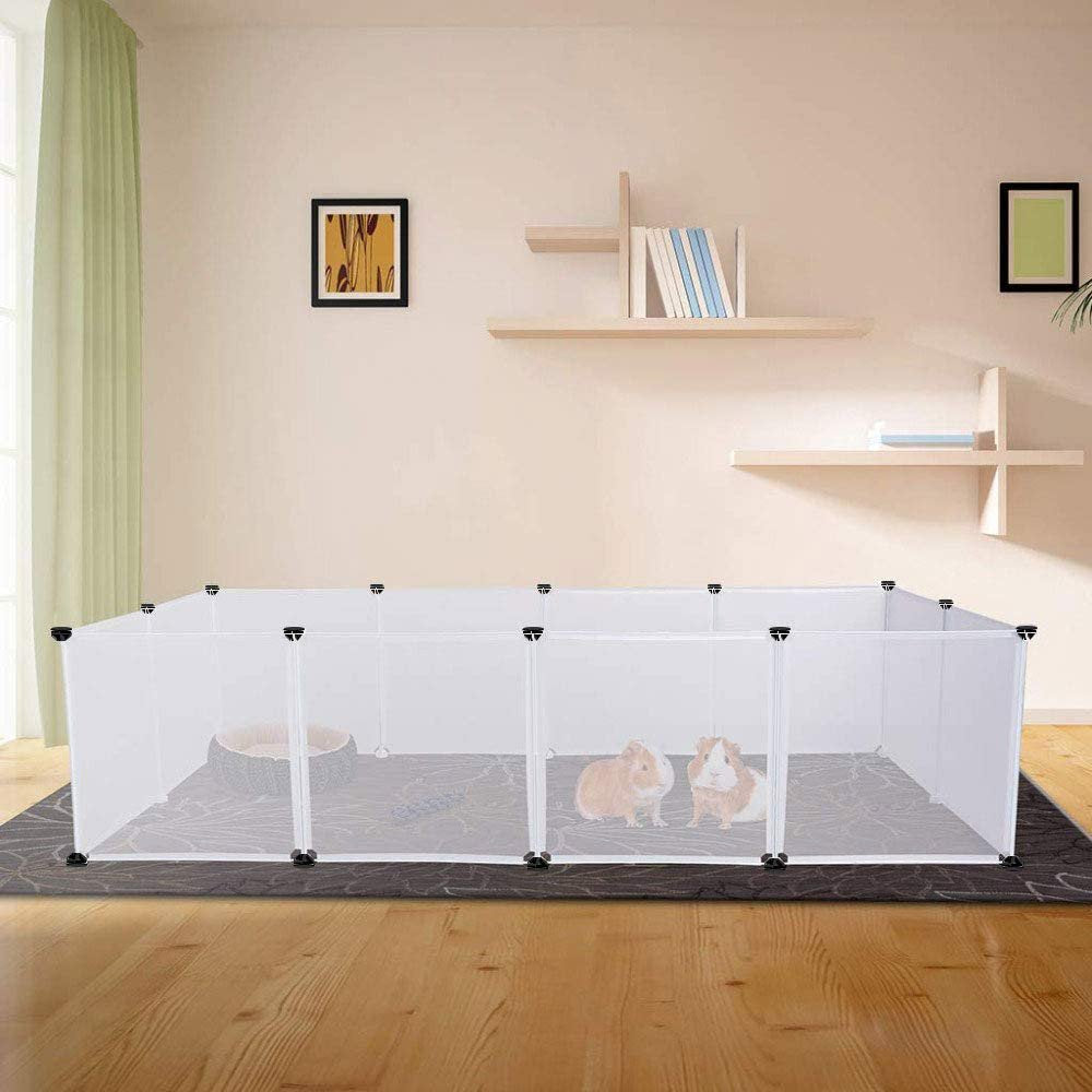 Goorabbit Small Pet Fence, Portable Large Plastic Yard Fence Small Animals, Puppy Kennel Crate Fence Tent,12 Panels