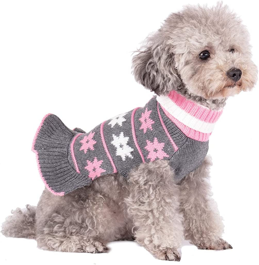 Dog Sweater, Dog Dresses for Small Dogs Turtleneck Polka Cat Sweaters Knitwear Fall Winter Coat Warm Cute Dog Clothes Sweatshirt Girl Boy Pet Sweater for Small Dog Cat Puppy Animals & Pet Supplies > Pet Supplies > Dog Supplies > Dog Apparel Bwealth Grey X-Large 