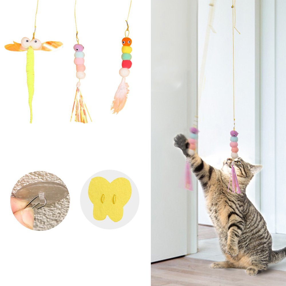 Feelers Cat Feather Toys, Interactive Hanging Cat Toy for Indoor Cats, Caterpillar & Felt Kitten, 2 PCS Animals & Pet Supplies > Pet Supplies > Cat Supplies > Cat Toys Feelers Type D(3PCS)  