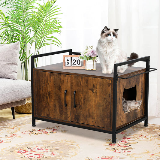 SESSLIFE Cat Hidden Litter Box, 2 in 1 Cat House Furniture and Side Table, 30" Large Litter Box Enclosure, Rustic Brown, TE2166 Animals & Pet Supplies > Pet Supplies > Cat Supplies > Cat Furniture SESSLIFE Rustic Brown  