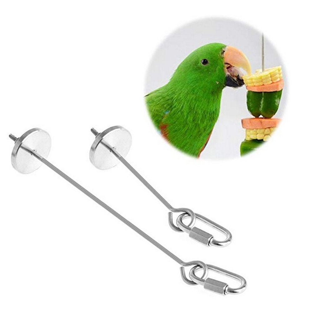 Tureclos Birds Food Holder Parrot Feeder Support Stainless Steel Fruit Spear Stick Meat Skewer Bird Feeding Stick Animals & Pet Supplies > Pet Supplies > Bird Supplies > Bird Food TureClos   