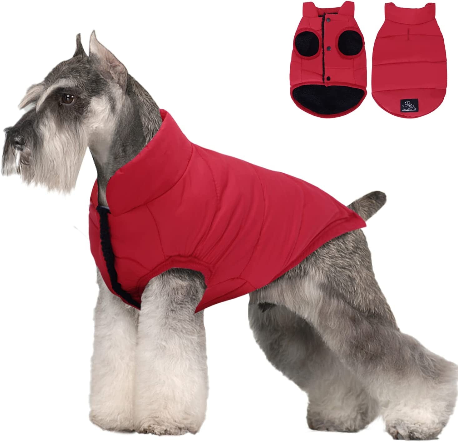 Dog Jacket, Nobleza Warm Fleece Dog Winter Coat with Leash Hole, Waterproof Outdoor Pet Clothes for Puppy Small Medium Large Dog, Ideal for Cold, Wet, Windy and Snowy Day (Red S) Animals & Pet Supplies > Pet Supplies > Dog Supplies > Dog Apparel Nobleza Red Sleeveless Medium