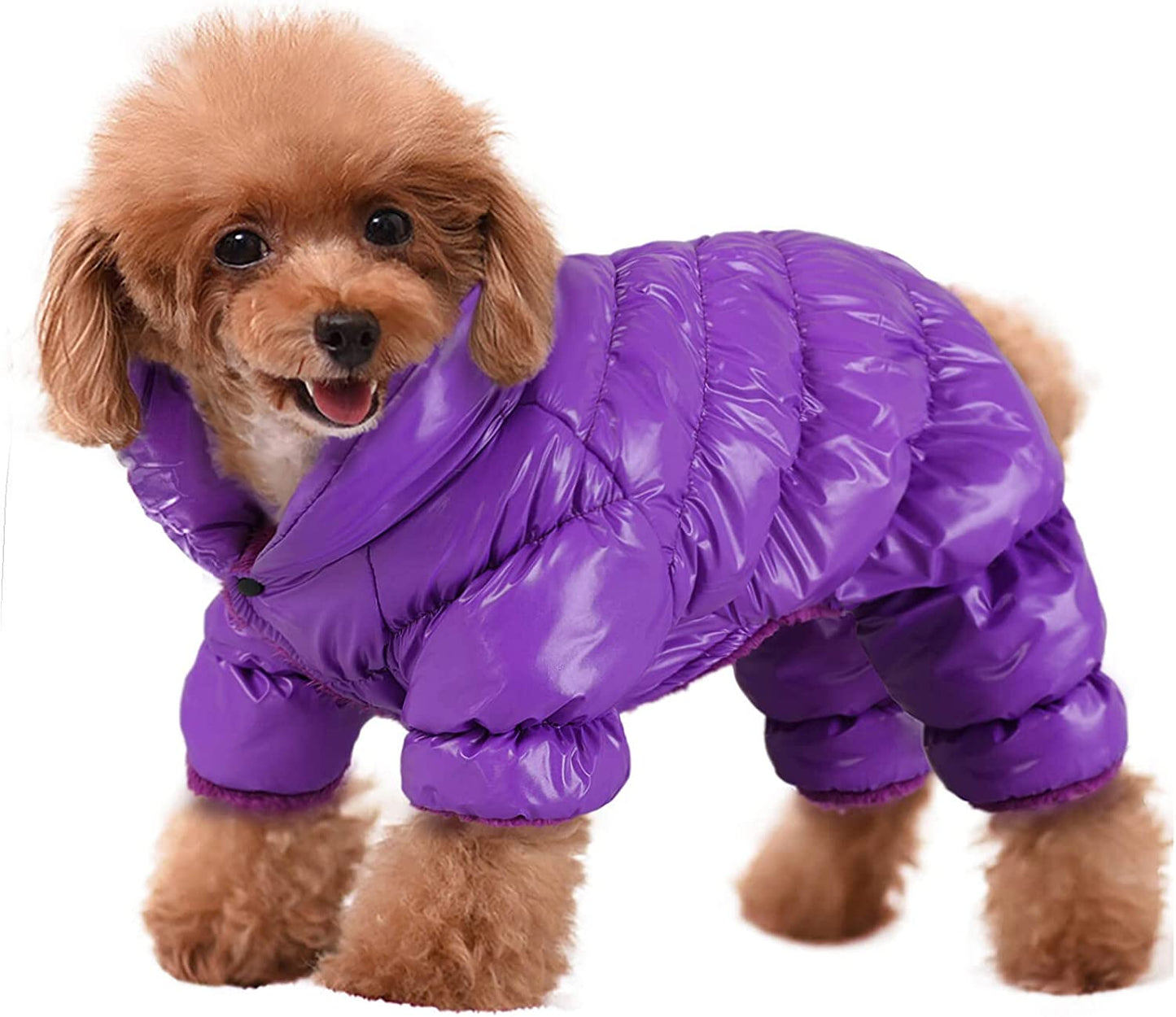 AOFITEE Dog Coat, Waterproof Dog Jacket for Winter, Fullbody Dog Coats Snowsuit, Windproof Puppy down Jacket Puffer Coat, Fleece Winter Vest for Dogs, Cold Weather Dog Coats for Small Dogs, Pink, L Animals & Pet Supplies > Pet Supplies > Dog Supplies > Dog Apparel AOFITEE Purple Chest: 17.7", Back Length: 14.2" 