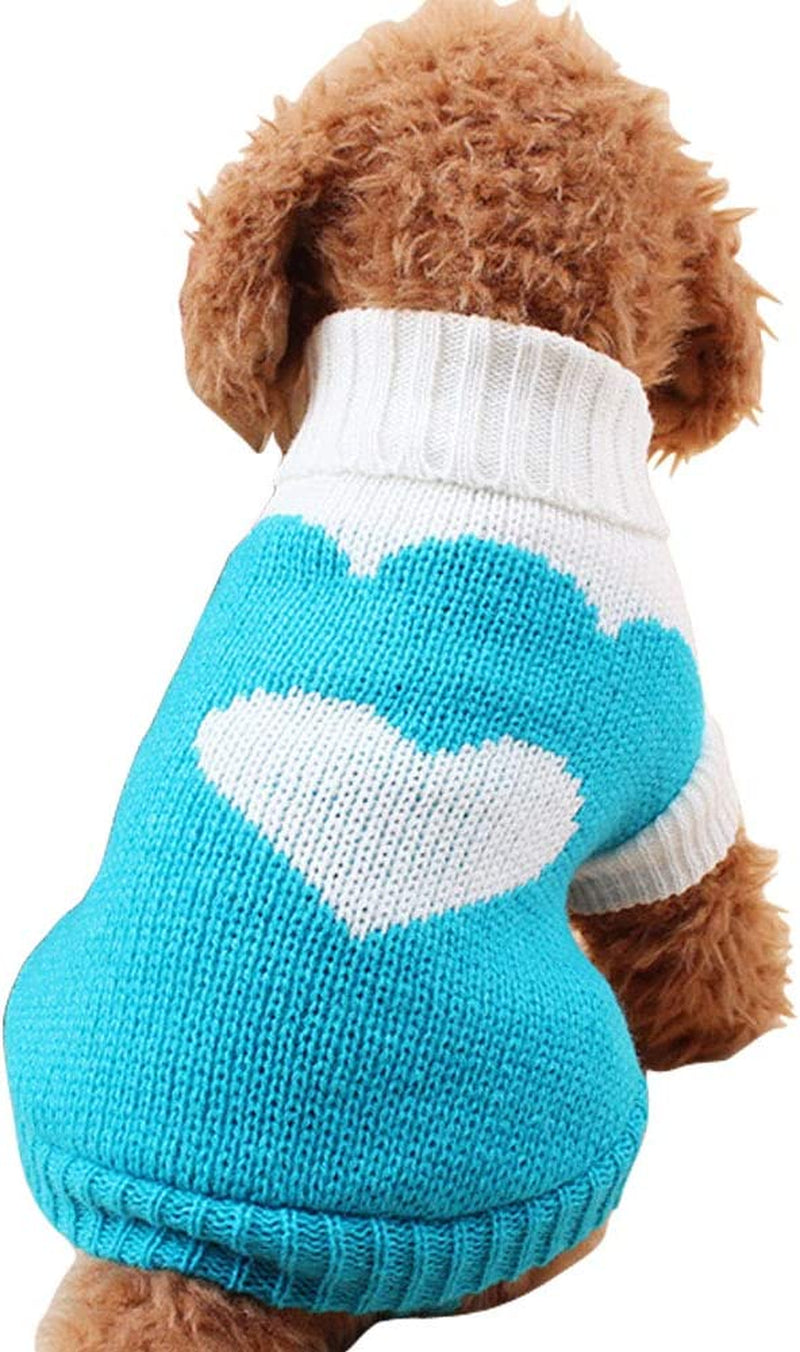 CHBORCHICEN Pet Dog Sweaters Classic Knitwear Turtleneck Winter Warm Puppy Clothing Cute Strawberry and Heart Doggie Sweater (Pink, Small) Animals & Pet Supplies > Pet Supplies > Dog Supplies > Dog Apparel CHBORCHICEN Sky Blue Large 