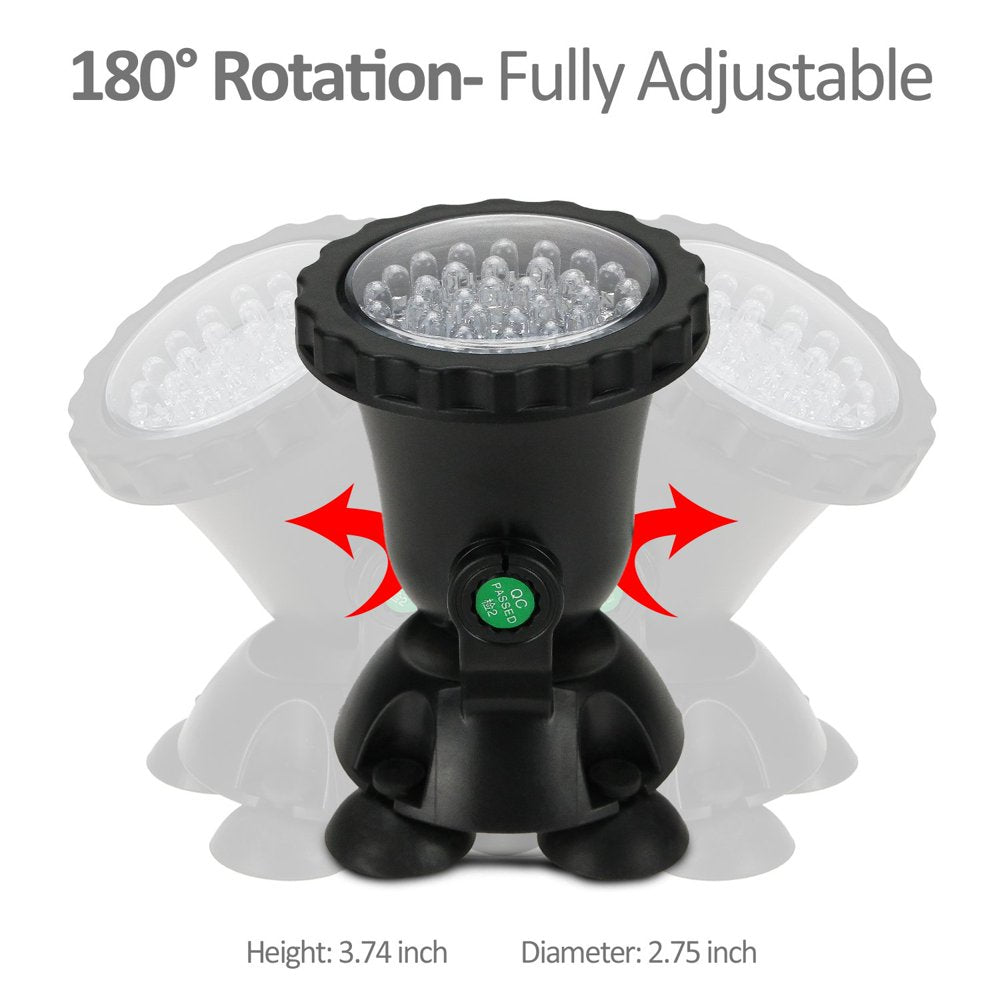 Pond Light 36 LED 100% Waterproof Underwater Submersible Lights, Adjustable & Dimmable Aquarium Light with Remote Control, Landscape Lamp for Fish Tank Swimming Pool Fountain