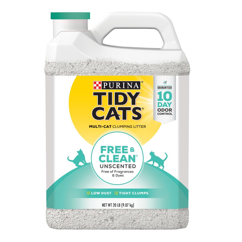 Purina Tidy Cats Clumping Cat Litter, Free & Clean Unscented Multi Cat Litter, 35 Lb. Pail Animals & Pet Supplies > Pet Supplies > Cat Supplies > Cat Litter Nestlé Purina PetCare Company 20 lbs  