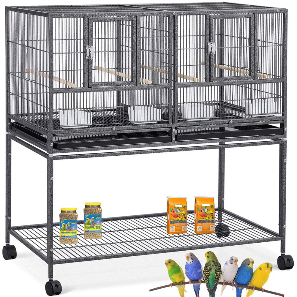 Stackable Bird Flight Breeder Cage Center Divider Side Nesting Box Doors Metal Bird Cage with Rolling Stand for Small Birds Lovebirds Finch Canaries Parakeets Cockatiels Budgies Animals & Pet Supplies > Pet Supplies > Bird Supplies > Bird Cages & Stands Mcage   