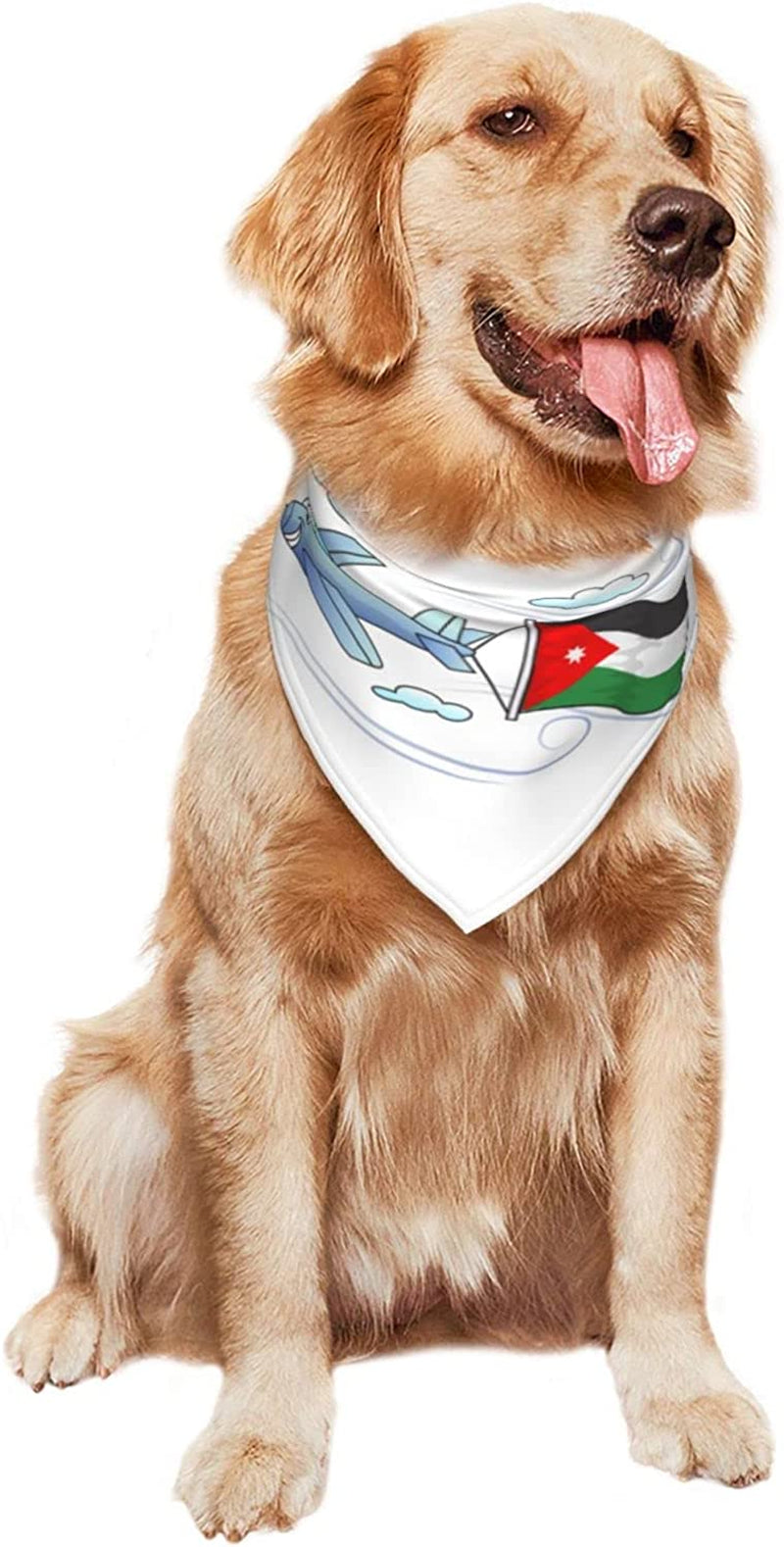 Airplane with Flag Jordan Pet Dog and Cat Decorative Triangle Scarf,Dog Bandana,Breathable and Stain Resistant. Animals & Pet Supplies > Pet Supplies > Dog Supplies > Dog Apparel ZALTAS   