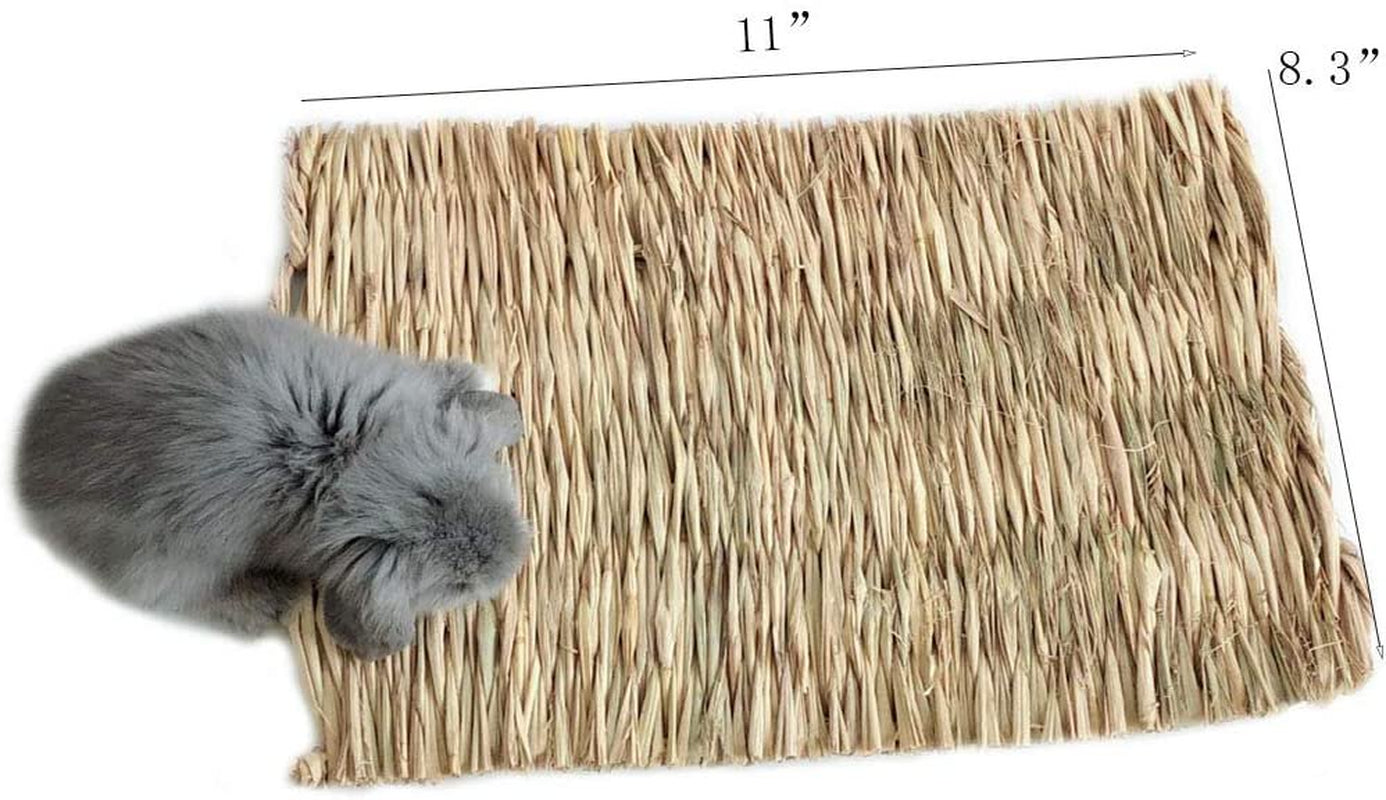 Grass Mat Woven Bed Mat for Small Animal Bunny Bedding Nest Chew Toy Bed Play Toy for Guinea Pig Parrot Rabbit Bunny Hamster Rat(Pack of 3) (3 Grass Mats)