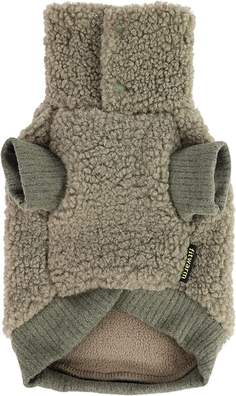 Fitwarm Vest Fuzzy Thick Sherpa Dog Coat Vest Turtleneck Sweater Puppy Winter Clothes Doggie Knitted Pet Cold Weather Clothes Doggy Pullover Jacket Cat Apparel Green Small Animals & Pet Supplies > Pet Supplies > Dog Supplies > Dog Apparel Fitwarm   