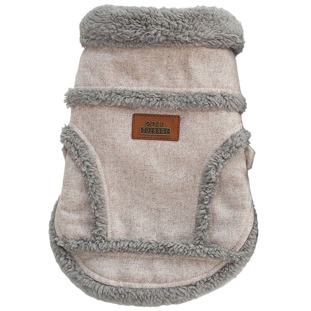 Hiheart Small Senior Lean-Bodied Dog Faux Shearling Lining Winter Coat Beige M Animals & Pet Supplies > Pet Supplies > Dog Supplies > Dog Apparel Daai Apparel Co LTD   
