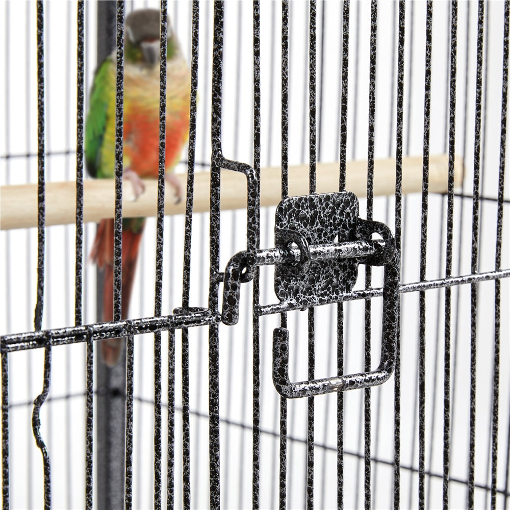 Topeakmart 40" H Wrought Iron Birdcage Open-Top Parrot Cage with Rolling Stand Black Animals & Pet Supplies > Pet Supplies > Bird Supplies > Bird Cages & Stands Topeakmart   