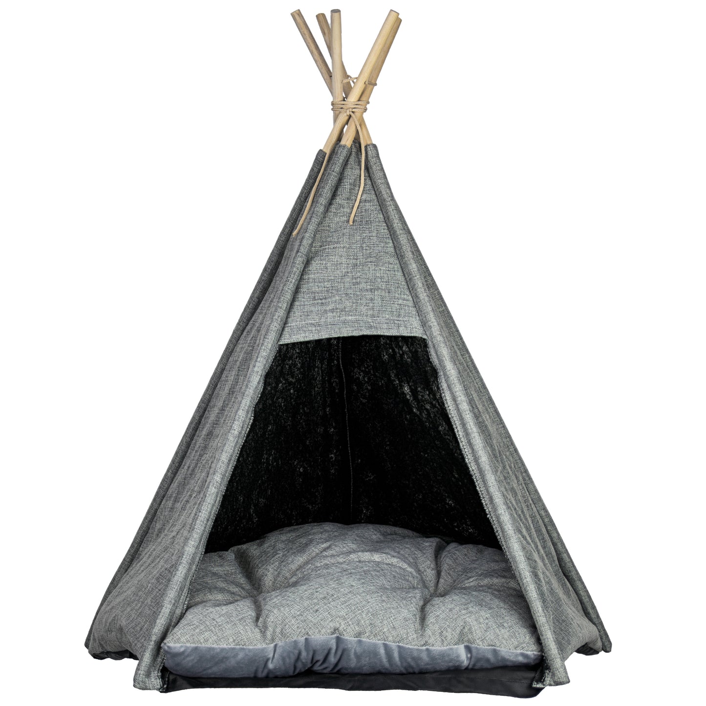 American Art Decor Pet Teepee Portable Dog & Cat Bed with Cushion - Grey