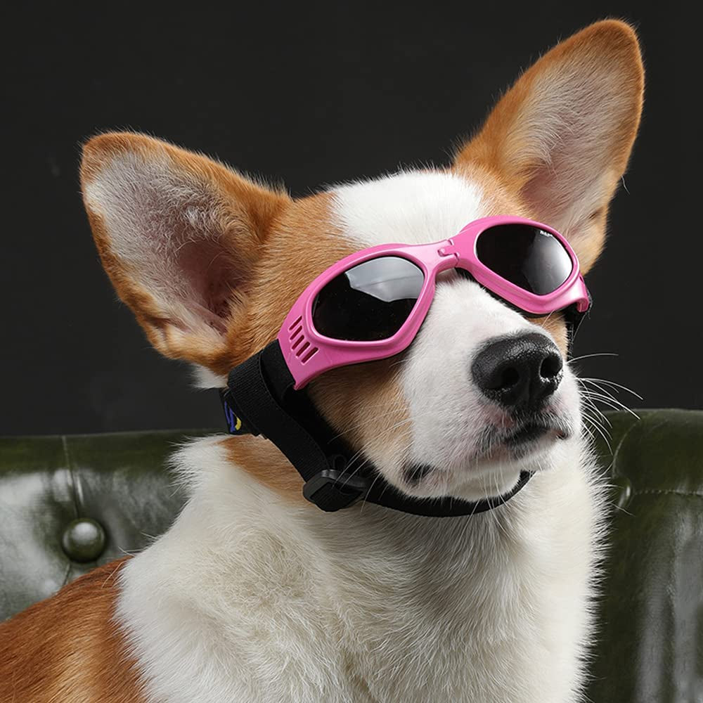 PEDOMUS Dog Goggles Small Dog Sunglasses Adjustable Strap for UV Sunglasses Waterproof Protection for Dogs (Black) Animals & Pet Supplies > Pet Supplies > Dog Supplies > Dog Apparel PEDOMUS PINK  