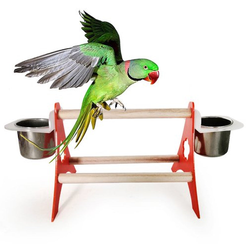 Cheers.Us Bird Playground Parrot Playstand Bird,Platform Playground Wood Tripod Perch Gym Feeder Cups Toys,Perch Gym Playpen Ladder with Feeder Cups Toys Animals & Pet Supplies > Pet Supplies > Bird Supplies > Bird Gyms & Playstands Cheers.US   