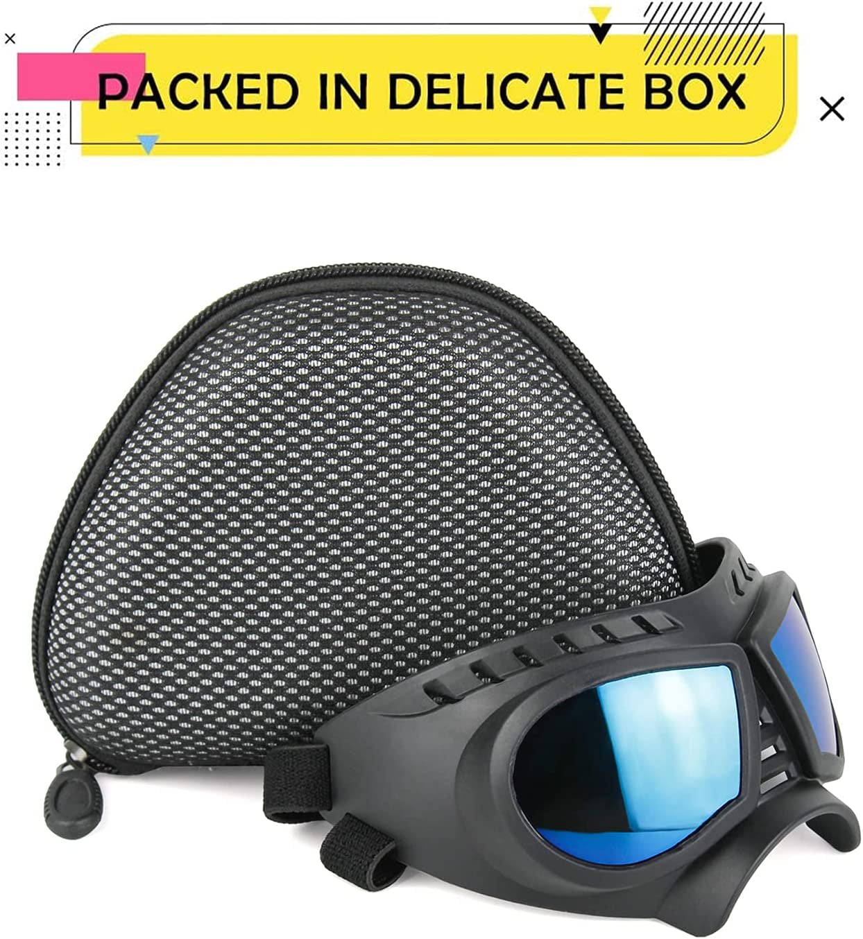 ENJOYING Small Dog Goggles Anti-Uv Doggy Sunglasses Soft Pet Motorcycle Eyewear Fog-Proof Windproof Shatterproof Dog Glasses for Small-Medium Dogs, Blue Animals & Pet Supplies > Pet Supplies > Dog Supplies > Dog Apparel Enjoying   