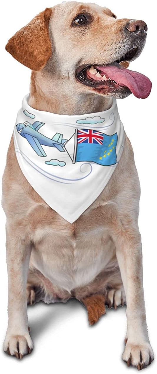 Airplane with Flag Tuvalu Pet Dog and Cat Decorative Triangle Scarf,Dog Bandana,Breathable and Stain Resistant. Animals & Pet Supplies > Pet Supplies > Dog Supplies > Dog Apparel ZALTAS   