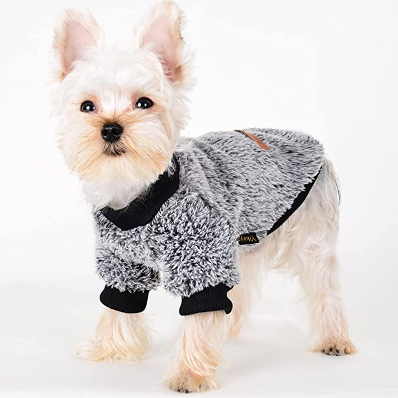 Dog Sweaters for Small Dogs, Fleece Dog Hoodie Clothes, Winter Cute Warm Plaid Leopard Puppy Chihuahua Sweater, Pet Doggie Sweatshirt for Yorkie Teacup, Cat Apparel (Small) Animals & Pet Supplies > Pet Supplies > Dog Supplies > Dog Apparel Sebaoyu grey Medium 