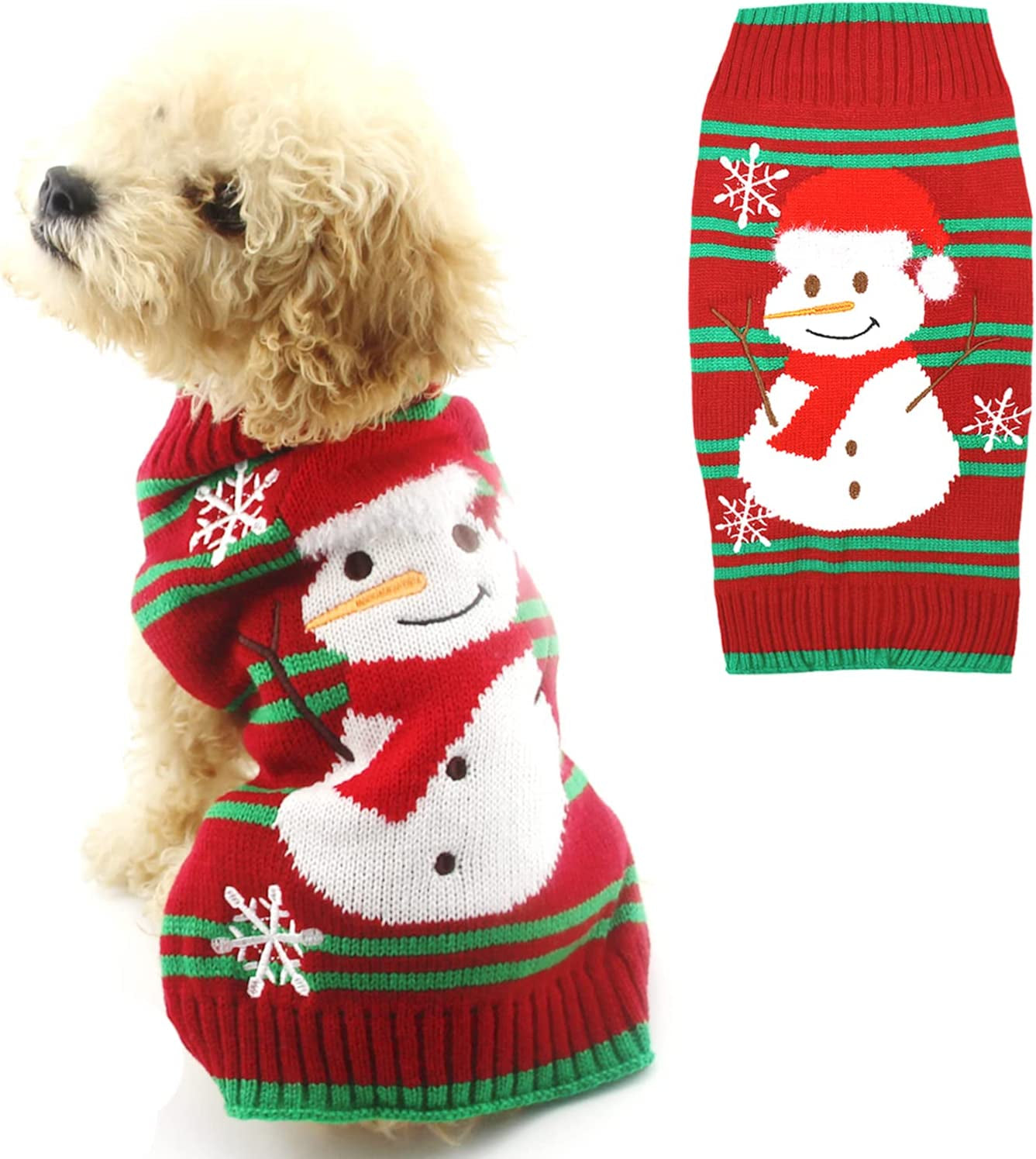 NIULA Dog Snow Sweaters Snowman Sweaters Xmas Dog Holiday Sweaters New Year Christmas Sweater Pet Clothes for Small Dog and Cat(Snowman,S) Animals & Pet Supplies > Pet Supplies > Dog Supplies > Dog Apparel Cuteboom 1-Snowman Large 