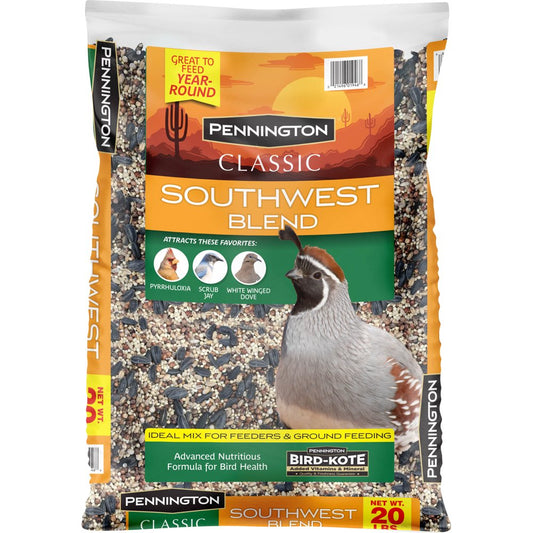 Pennington Southwest Blend Wild Bird Feed and Seed, 20 Lb. Bag Animals & Pet Supplies > Pet Supplies > Bird Supplies > Bird Food CENTRAL GARDEN & PET COMPANY 20 lbs  