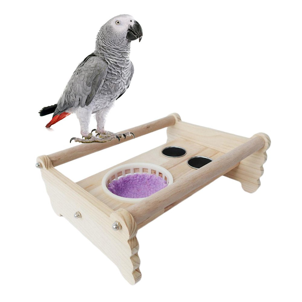 Parrot Perch Stand Birds Platform Tabletop Playstands W/ Bowl Cage Bed for Macaw Budgies Cockatiels Cockatoos Lovebird Cage Accessories - Natural Animals & Pet Supplies > Pet Supplies > Bird Supplies > Bird Cages & Stands perfk   