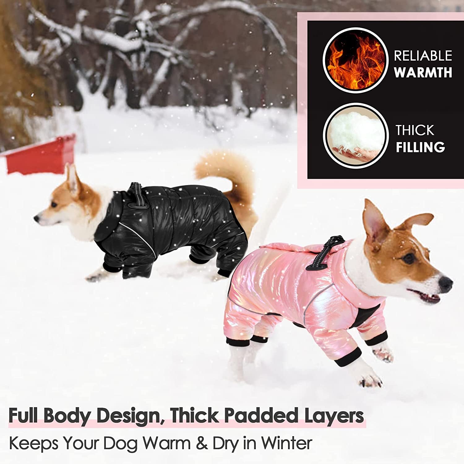 AOFITEE Dog Coat, Waterproof Dog Jacket for Winter, Warm Fullbody Dog Snowsuit, Zip up Fleece Dog Vest, Cold Weather Dog Coats with Reflective Stripes, Outdoor Windproof Dog Apparel for Small Dogs Animals & Pet Supplies > Pet Supplies > Dog Supplies > Dog Apparel AOFITEE   