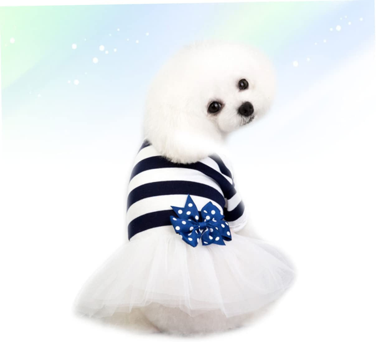 POPETPOP Tulle Skirt Girl Puppy Clothes Vestidos Para Dog Dress Dog Dress with Bow Tie Dog Dress for Girls Princess Dress Set Pet Dog Costume Pet Costume Dog Tutu Dress Blue Uniform Animals & Pet Supplies > Pet Supplies > Dog Supplies > Dog Apparel POPETPOP   