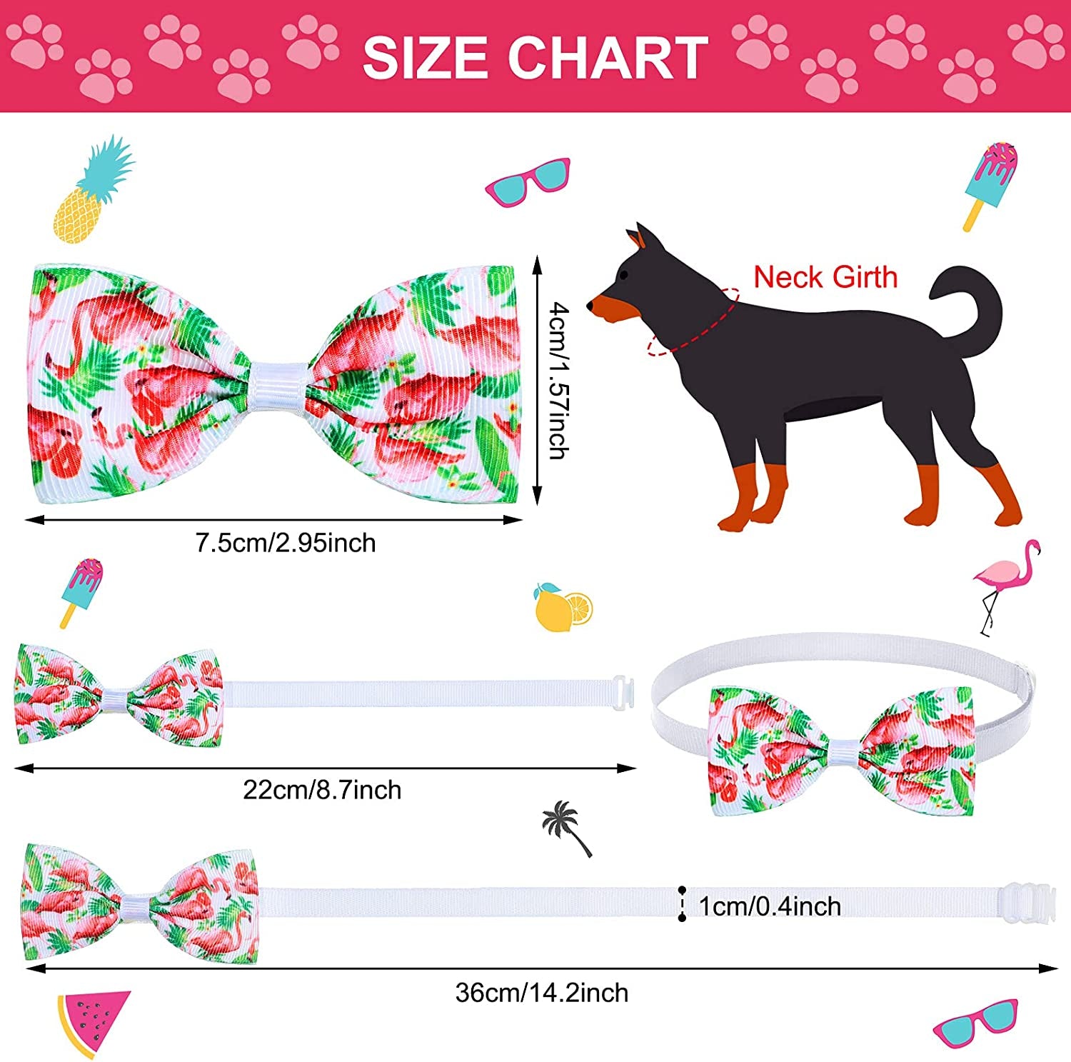 36 Pieces Summer Dog Bow Tie Collar Include 18 Pieces Adjustable Pet Neck Ties and 18 Pieces Dog Bow Ties Collars in Hawaii Summer Style for Dogs Cats Casual Wearing (Fresh Patterns) Animals & Pet Supplies > Pet Supplies > Dog Supplies > Dog Apparel Weewooday   