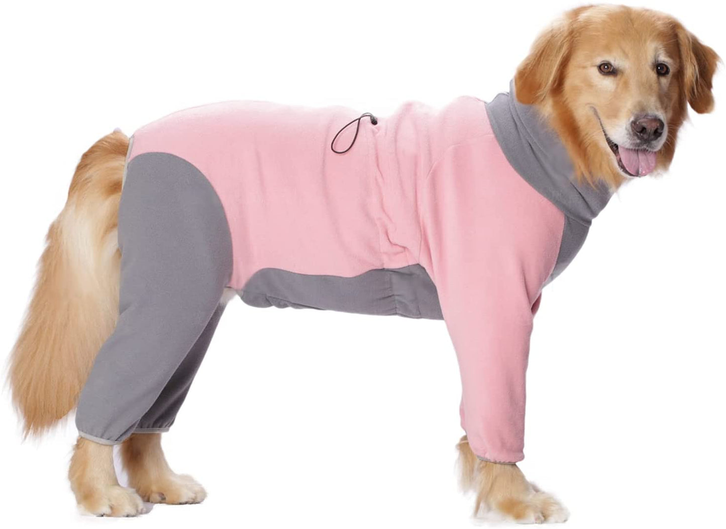 Dog Winter Warm Coats 4-Legs Fleece for Large Medium Dogs, High Collar Dog Cold Weather Coat Full Body Dog Snowsuit Comfort Windproof Dog Sweater (2XL, Pink) Animals & Pet Supplies > Pet Supplies > Dog Supplies > Dog Apparel Yeapeeto Pink 4X-Large 