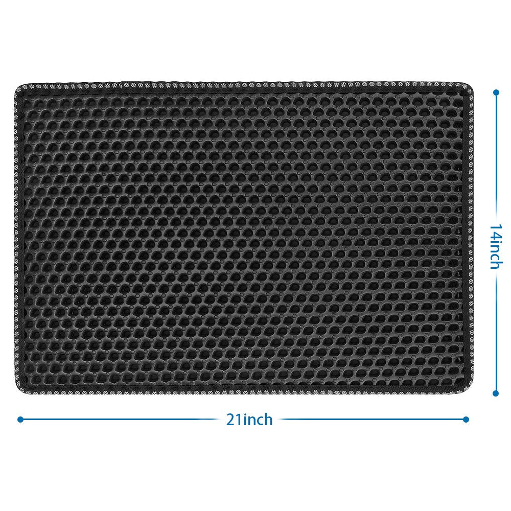 Cat Litter Mat, Litter Box Mat,Honeycomb Double Layer Trapping Litter Mat Design,Waterproof Urine Proof Kitty Litter Mat,Easy Clean Scatter Control 21" X 14" Black Animals & Pet Supplies > Pet Supplies > Cat Supplies > Cat Litter Box Mats Kaprolife Ltd   