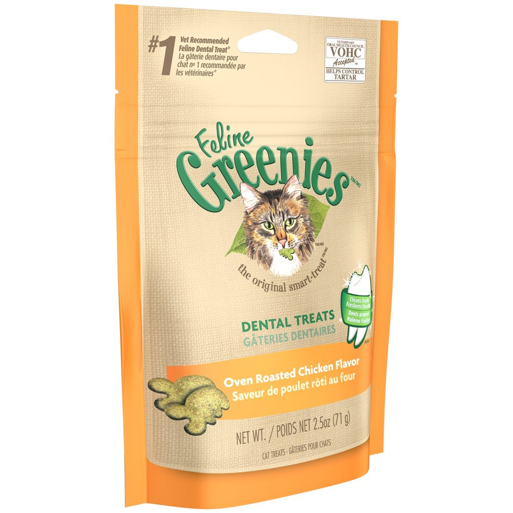 Feline Greenies Dental Natural Cat Treats, Oven Roasted Chicken Flavor, 2.5 Oz. Pouch Animals & Pet Supplies > Pet Supplies > Cat Supplies > Cat Treats Mars Petcare   